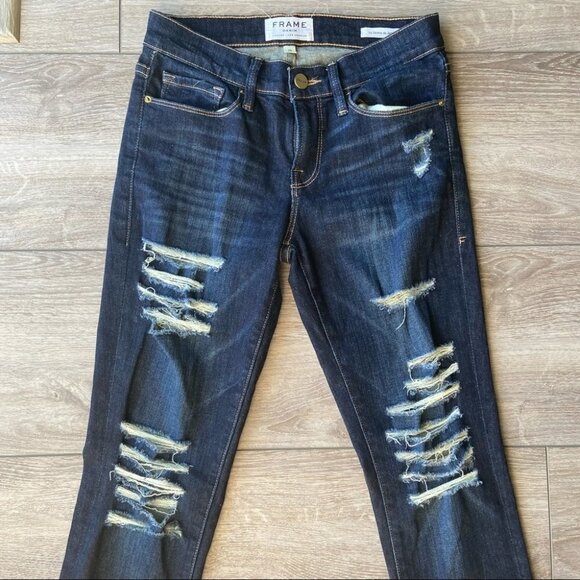 Frame Denim Indiana Square Distressed Le De Jeanne Ripped Skinny Jeans - Picture 3 of 13